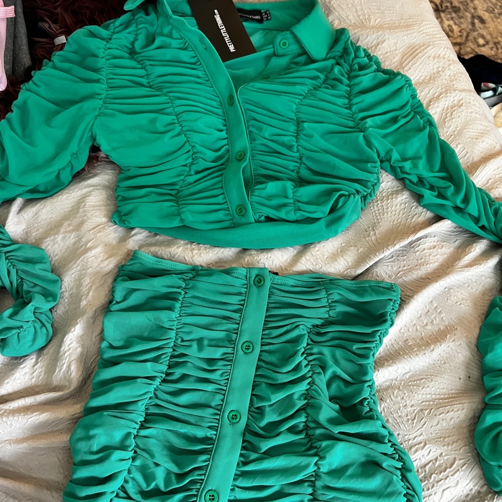 Princess Polly mesh mini skirt and top set